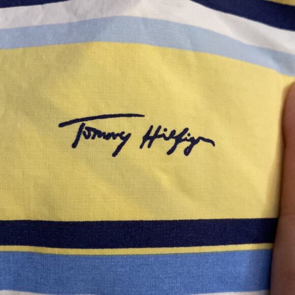 Tommy Hilfiger blue and yellow short sleeve button down shirt mens size large - Picture 8 of 8